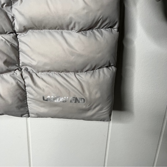 Lands' End Light Gray Puffer Jacket with Hood Women's 2X 20W-22W - Picture 5 of 10